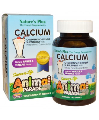 Calcium, Children's Chewable Supplement, Natural Vanilla Sundae Flavor (90 Animals) - Nature's Plus
