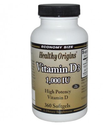 Vitamin D3 1000 IU (360 Softgels) - Healthy Origins