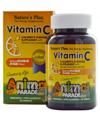 Vitamin C, Children's Chewable Supplement, Natural Orange Juice Flavor (90 Animals) - Nature's Plus