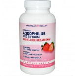 American Health, À croquer Acidophilus et Bifidum, arôme naturel de fraise, 100 plaquettes