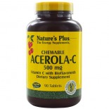 Chewable Acerola-C- Vitamin C with Bioflavonoids- 500 mg (90 Tablets) - Nature's Plus