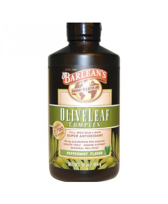 Barlean, complexe de feuilles d'Olivier, saveur de menthe poivrée, 16 oz (454 g)