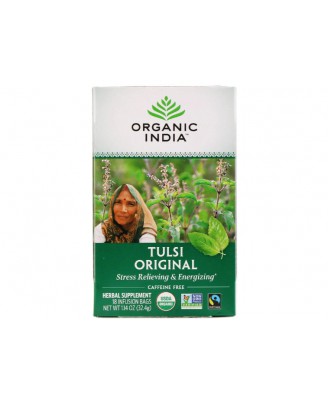 Tulsi Holy Basil Tea Original Caffeine-Free 18 Infusion Bags (32 Gram) - Organic India