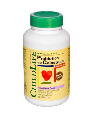 ChildLife, Probiotiques avec le Colostrum, saveur de baies mélangées, 90 comprimés à croquer